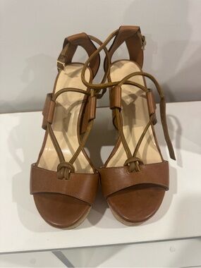 Jimmy Choo Tan Brown Leather Knot Strap Heels
